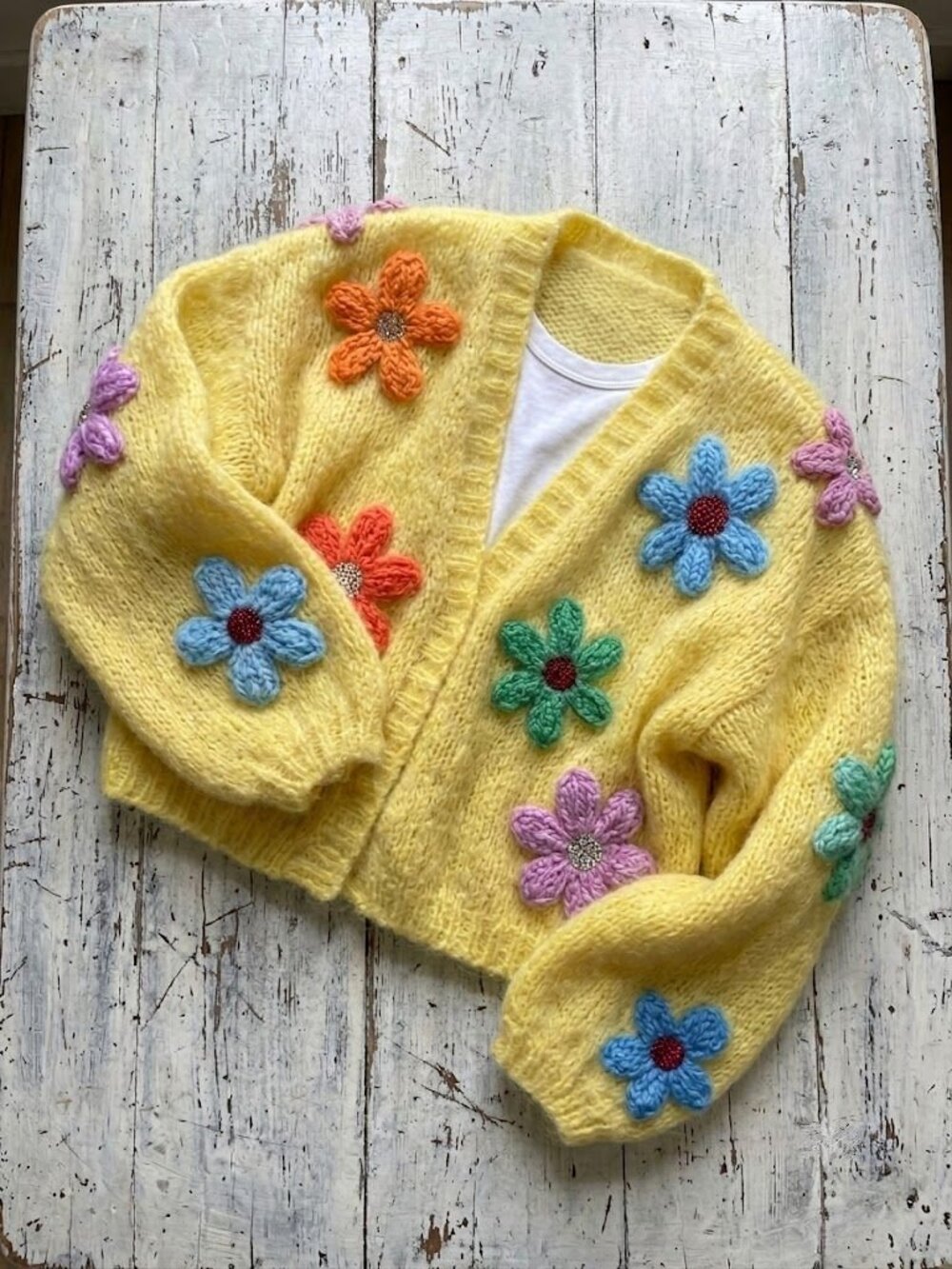 Yellow Multicolor Floral Cardigan Jacket - Loose Fit Open Front Sweater
